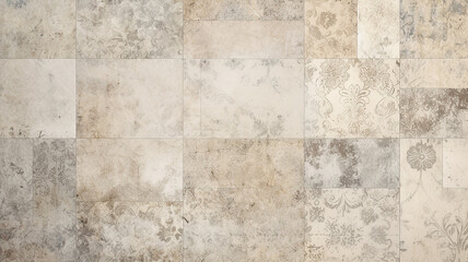 Old beige gray vintage shabby damask patchwork