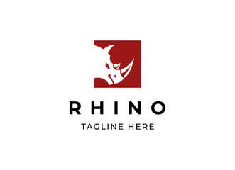 Head rhino logo design. Rhinoceros vector illustration