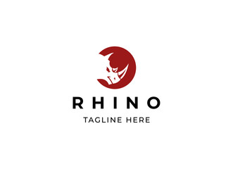 Head rhino logo design. Rhinoceros vector illustration