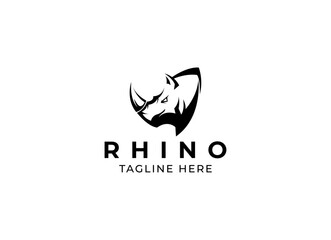 Head rhino logo design. Rhinoceros vector illustration