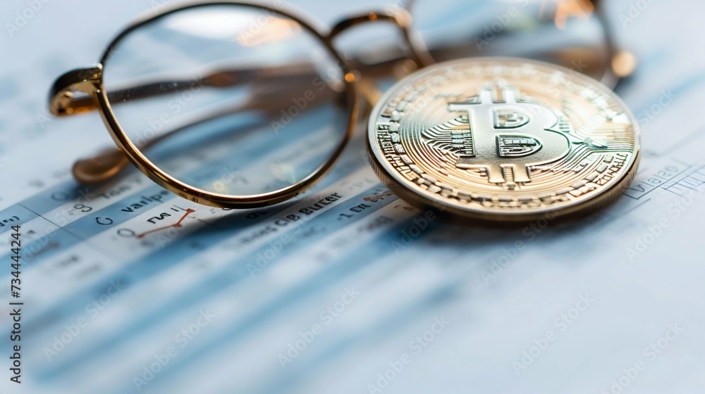 Poster bitcoin and financial analytics concept. generative ai