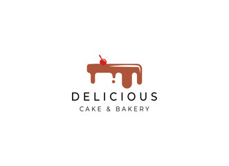 Sweet Shop logo template design vector. Illustration of cake with cherries.