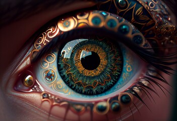 Hallucinagenic Style Eye and Pattern. Generative AI