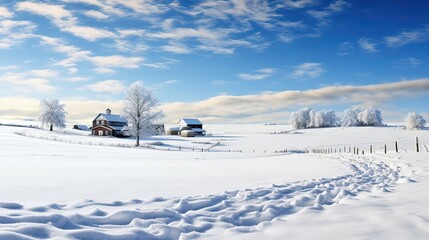 Fototapeta na wymiar cold farm snow