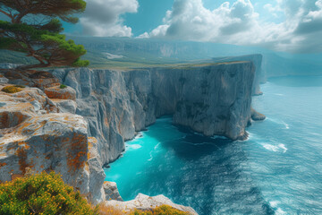 A coastal hike with breathtaking views of cliffs and the sea, capturing the exhilaration and...