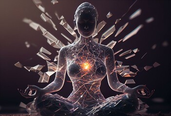 3d illustration of self-healing in meditation. Generative AI