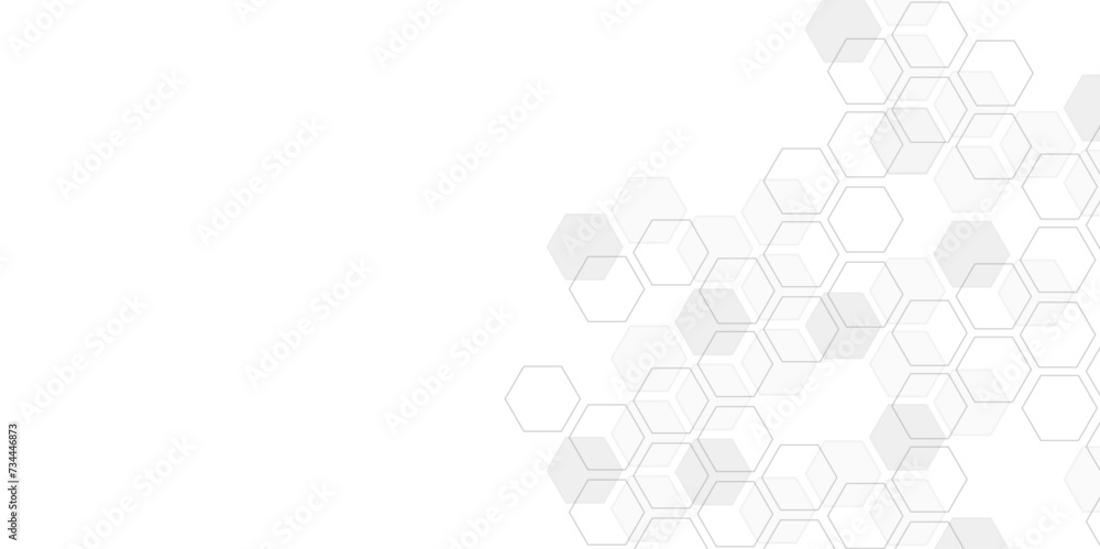 Poster Vector illustration of hexagons pattern. white background hexagon geometric pattern abstract elements design.