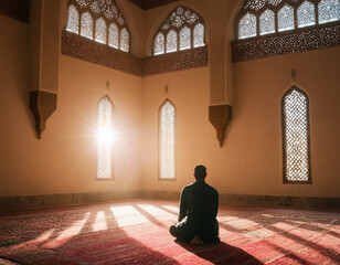 person praying at the mosque,generative ai