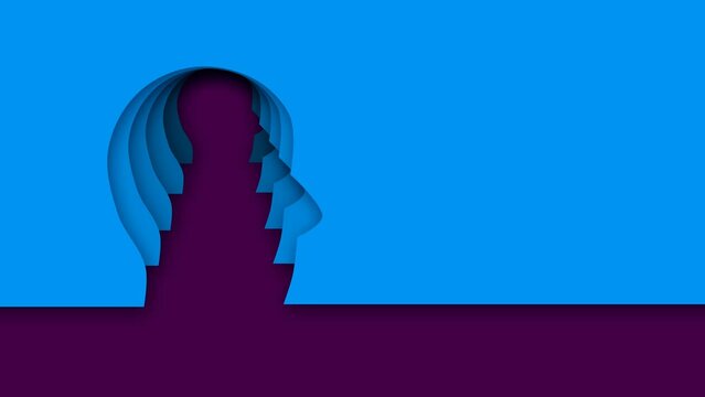 3d silhouette head tunnel abstract background animation
