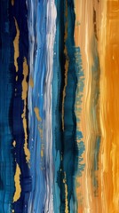 closeup blue yellow wave striped orange teal golden hour young still dripping paint oil midnight