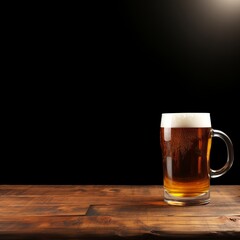 Composition of Light Beer Mugs on Wooden Surface