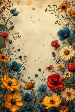 floral background butterfly favorite cute renaissance themed crystallic sunflowers daffodils poppies red blue century petals falling everywhere
