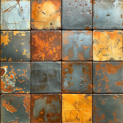 oxidized Metal with patina and rust, seamless tile, ai generated - obrazy, fototapety, plakaty