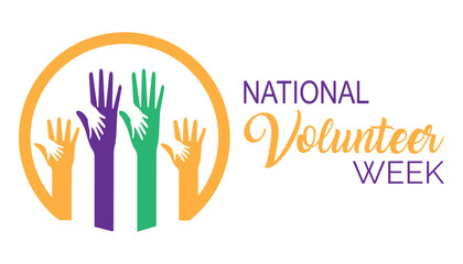 Obraz premium National Volunteer Week observed every year in April. Holiday, poster, card and background vector illustration design.