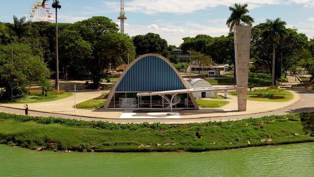 Pampulha Church At Belo Horizonte Minas Gerais Brazil. Botanical Belo Horizonte Minas Gerais. Business Sky Background Downtown Cityscape. Business Outdoor Downtown Backgrounds Panoramic City.