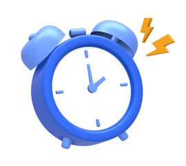 3D rendering of blue yellow alarm clock reminder or timer with flash side for UI UX web mobile apps social media ads design