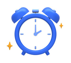 3D rendering of blue yellow alarm clock reminder or timer for UI UX web mobile apps social media ads design