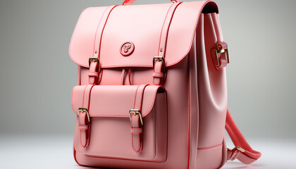 Fashionable women carrying elegant leather backpacks on a summer adventure generated by AI