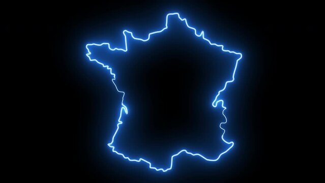 Paris map in france with glowing neon effect