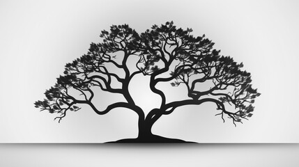 Tree Silhouette, Symbolizing Buddha's Enlightenment Concept