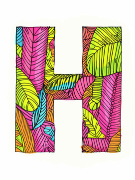 H Alphabet Print On Color