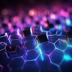 Obraz premium Futuristic Colorful Bokeh Abstract Hexagon Glow