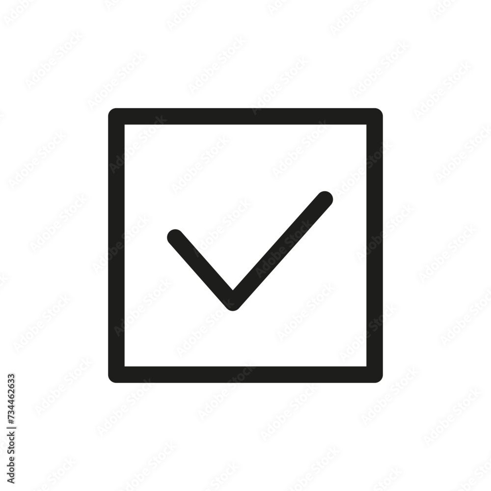 Poster a check mark in a square on a white background