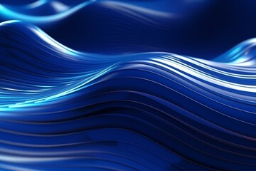 Fototapeta premium Metallic blue geometric wave on black-white background. 3D CG of sports tech, strategic ideas and analysis of operations. Generative AI