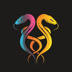 Obraz premium Dual Snakes Twin Logo