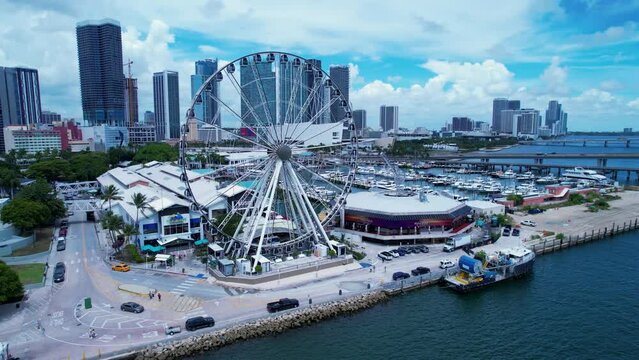Bayside Market Place At Miami Florida United States. Public Space Miami Florida. Town Sky Backgrounds Urban. Town Outdoor Backgrounds Downtown Panoramic City. Town Urban City Landmark. Miami Florida.