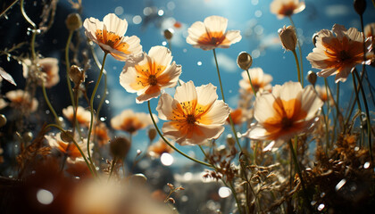 Bright chamomile blossom in meadow, nature tranquil summer beauty generated by AI