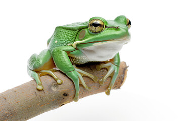 Green Tree Frog Resting on a Branch
