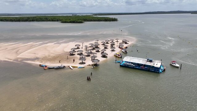 Croa De Gore Island At Aracaju Sergipe Brazil. Rivers Palm Trees. Coast Beach City Seaside. Coast Outdoor City Beach Panorama Landscape. Coast Seaside Backgrounds Landmark. Aracaju Sergipe.