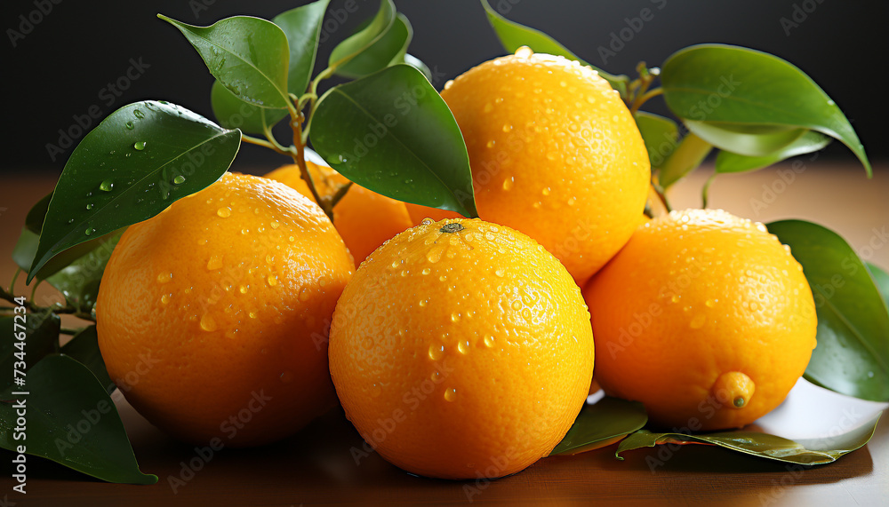 Canvas Prints freshness of citrus fruit in nature, healthy eating, green leaf generated by ai