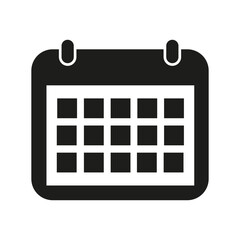 A minimalist calendar logo in monochrome with rectangular squares