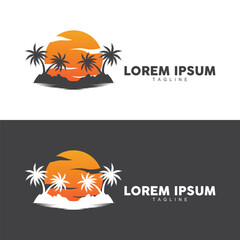 Coconut tree logo design template palm tree silhouette illustration summer beach sea plant