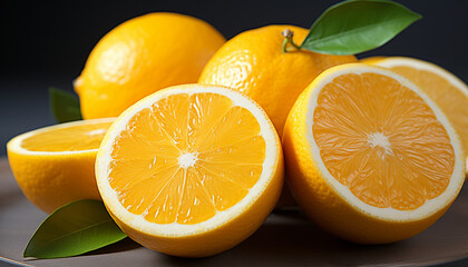 Fototapeta premium Freshness and vitality in a vibrant citrus fruit slice generated by AI