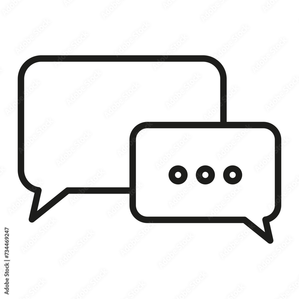 Poster two speech bubbles with three dots on them on a white background