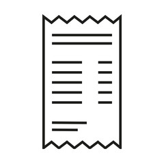 A receipt icon in outline style on a white background