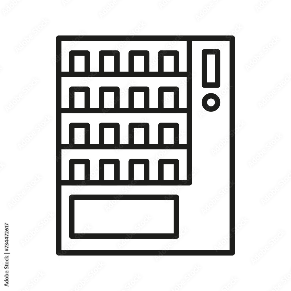 Poster a vending machine icon in outline style on a white background