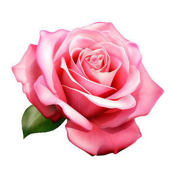 Isolated Fresh Pink Rose without Background Interruptions