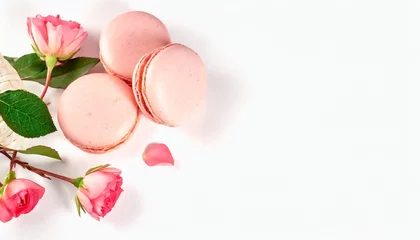Cercles muraux Macarons ピンク色のマカロンと白い背景