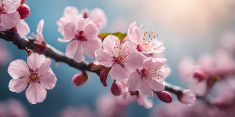 Sakura blossoms, cherry blossoms close-up, selective focus, spring