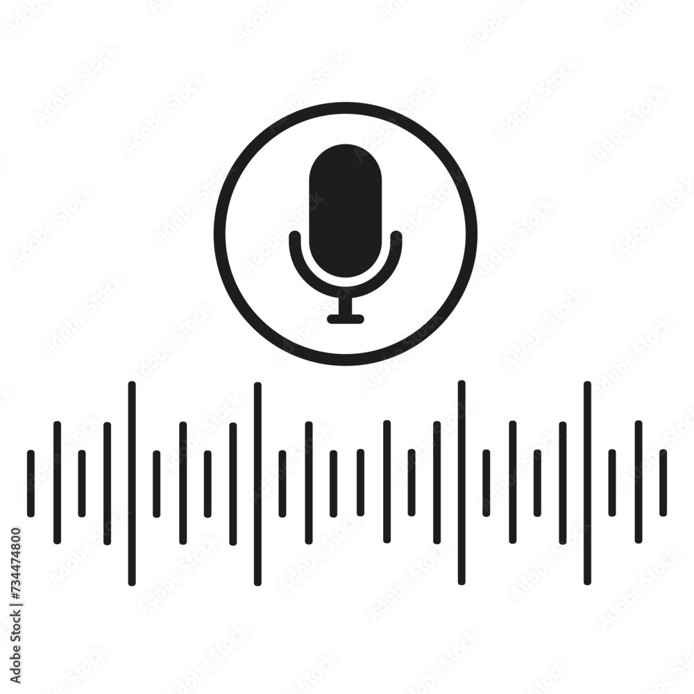 Aufkleber a microphone in a circle with a sound wave behind it