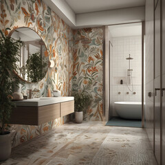 modern bathroom, nature, luxury architecture