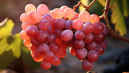 Freshness of ripe grapes in vineyard, nature vibrant celebration generated by AI