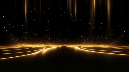 Award ceremony background, golden glitter light effect decoration and bokeh