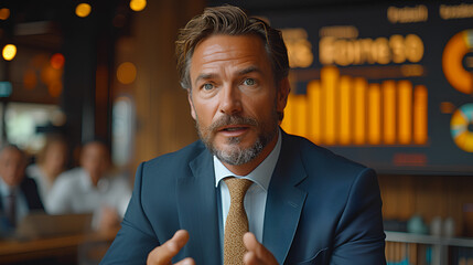 CEO-CFO - business executive - close-up for hot - profile shot -stylish suit  - obrazy, fototapety, plakaty