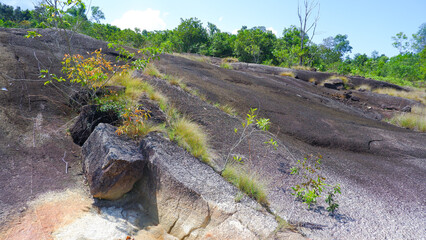 Natural View Of The Walls Of Rocky Hills In The Tropical Forests Of Daya Baru Village, Indonesia