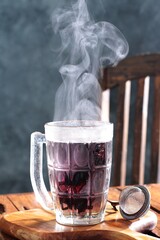 hot tea on the table in the morning